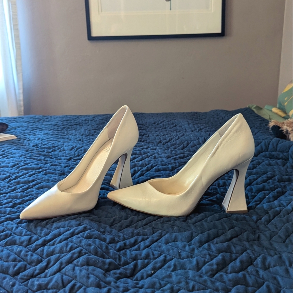 Vince Camuto Akenta Creamy White Flare Heel Pump
